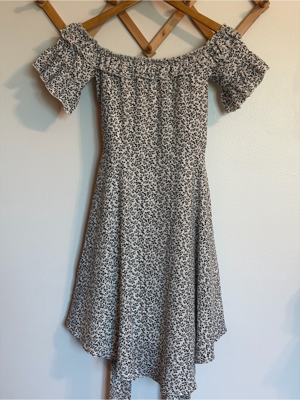 REVOLVE Tularosa Ciao Bella White and Black Floral Ruffle Dress